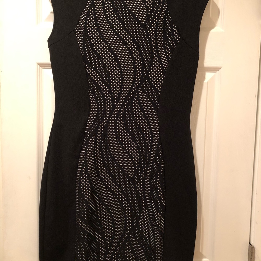 Black form fitting super stretch cocktail dress